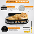 Cat Wall Shelves with 3 Steps – Modern Mounted Cat Wall Furniture & Shelf, Premium Hardwood Bed for Climbing, Sleeping & Lounging, Indoor Hammock for Large Cats - Black