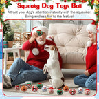 Civaner 36 Pcs Christmas Squeaky Tennis Balls for Dogs 2.5 Inch Bulk Dog Toys Ball for Small Medium Large Dogs Puppy Chew Teething Toy Interactive Training Xmas Gifts Stocking Stuffers (Santa)