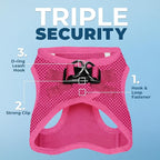 Best Pet Supplies Voyager Step-in Air Harness - All Weather Mesh, Reflective, No Pull Harness for Dogs, Cats - Secure with Hook & Loop Fastener, Buckle, Double D-Rings - Fuchsia, XXXS