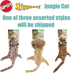 SPOT Skinneeez Jungle Cat 14 Inch Stuffing-Free Plush Squeaky Dog Toy – Soft Interactive Chew Toy for Small and Medium Dogs – Mess-Free Play for Light & Moderate Chewers