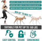 PetAmi Hands Free Dog Leash, Dog Running Leash Belt Bag for Walking, Jogging, Dog Waist Double Zipper Pouch with Poop Bag Dispenser, Dual Padded Handles Reflective Bungee Leash, Double (Charcoal Grey)