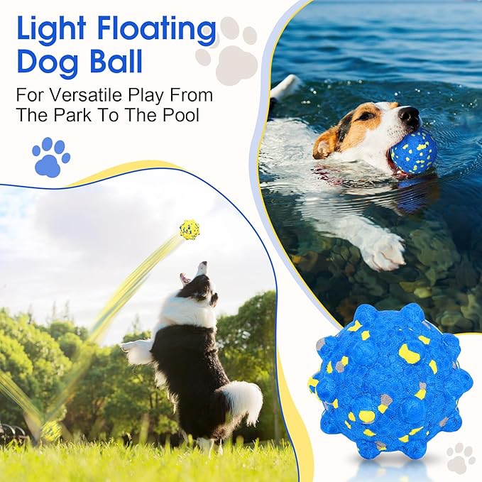 VINGVO Large Dog Balls Tennis Ball Toys 4 PCS Dogs Toys for Aggressive Chewers, 3" Teething Chew Toys Water Floating Ball Toy Bouncy Fetch Balls for Large Medium Small Dog and Puppies (4 Mix)