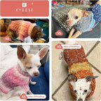 KYEESE Dog Sweaters for Small Dogs Male Color Block Pet Sweater with Fuzzy Thread Knitted Small Dogs Sweater Turtleneck Fall Winter Puppy Sweater, Brown, XS