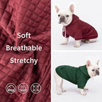 2 Pack Dog Hoodie Sweaters for Small Medium Dogs Warm Dog Clothes for Large Dogs Soft Waffle-Like Laminated Sweatshirt Bulldog (Dark Green+Wine Red, L (Back: 19",Chest: 28", Neck: 17.5"))
