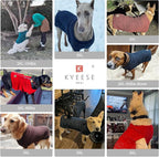 KYEESE Dog Sweater for Large Dogs with Leash Hole Warm Pullover with Reflective Yarn Male Thick Stretchy Knitwear Winter Soft Pet Coat boy for Cold Weather Comfy Dog Sweaters, Navy Blue, XXX-Large