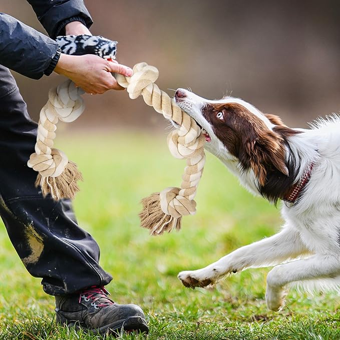 Fida Dog Rope Toys for Large/Medium Aggressive Chewers, Tough Cotton Chew Toy, 3 Feet 5 Knots Indestructible, Tug of War Dog Pull Rope Teeth Cleaning