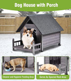 GUTINNEEN Heated Dog House Outdoor for Winter with Anti-Bite Design, Dog Kennel with Heating Blanket, Asphalt Roof, for Small to Medium Dogs - Grey