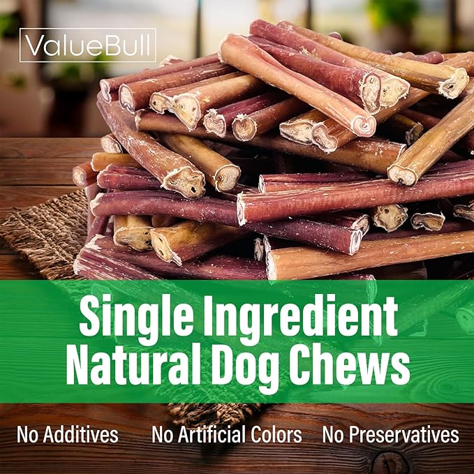 ValueBull Bully Sticks for Dogs, Medium 6 Inch, 400 Count Wholesale Pack - All Natural, Grass Fed, Single Ingredient, Long Lasting Dog Treats
