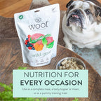 WOOF Wild Goat Freeze Dried Raw Dog Food, Mixer, or Topper, or Treat - High Protein, Natural, Limited Ingredient Recipe 9.9oz