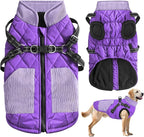 Mosucoirl Warm Dog Coats Pet Clothes, Waterproof Dogs Jacket Reflective Pet Outfits Winter Dog Cold Weather Coat Cozy Snow Jackets Vest for Small Medium Large Dogs Puppy Doggie (Purple, L)