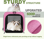 Cat Carrier 18x11x11 Delta Airline Approved, Easy Load Soft Pet Plane Travel Bag 15 pounds, Teacup Dog Crate 12 lbs, Yorkie Kennel Carrying Case, Kitten Toy Poodle Mesh Cage up to 20lbs Pink