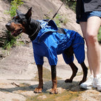 LOVELONGLONG Waterproof Dog Raincoat with Removable Hood – Outdoor Full Body Dog Jacket, Windproof Snowproof Shell Suit – All Season Pet Rain Gear Blue S+