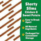 Lucky Premium Treats Lucky Shorty Slims - Sweet Potato and Chicken Jerky Dog Treats, Crunchy Dog Chew Sticks with Real Chicken and Sweet Potato for Small to Large Dogs (29 Count)