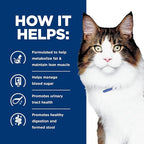 Hill's Prescription Diet w/d Multi-Benefit Digestive/Weight/Glucose/Urinary Management Chicken Flavor Dry Cat Food, Veterinary Diet, 4 lb. Bag