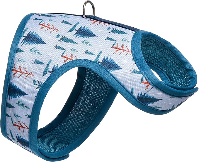 Mile High Life Dog Harness, Air Mesh Floral Vest Harness for 20 lbs Small Dogs & Cats, Easy Get on Adjustable Easy Closures Both Neck and Chest(Gray Tree, S Chest 16"-18")