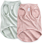Koneseve Dog Shirt Vest Lightweight Stretchy Dog T-Shirts Soft Cool Sleeveless Stripe Vests Breathable Clothes for Puppy Kitty Cats Small Medium Large Dogs 2 Pack Pink + Green [ 2XL ]