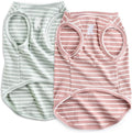 Koneseve Dog Shirt Vest Lightweight Stretchy Dog T-Shirts Soft Cool Sleeveless Stripe Vests Breathable Clothes for Puppy Kitty Cats Small Medium Large Dogs 2 Pack Pink + Green [ S/Small ]