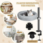 Cat Bed - Desk Cat Nest with 360 Rotation & Adjustable Height - Soft & Comfortable - Indoor Cats Up to 40 lbs (Grey)