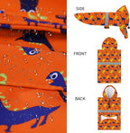 NACOCO Large Dog Raincoat Adjustable - Pet Dinosaurs Water Proof Clothes Lightweight Rain Jacket Poncho Hoodies with Strip Reflective Blue (XXL, Orange Dinosaur)