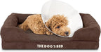 The Dog’s Bed Orthopedic Dog Bed Medium Brown Plush 25.5x20, Premium Memory Foam, Pain Relief: Arthritis, Hip & Elbow Dysplasia, Post Surgery, Lameness, Veterinary Approved, Waterproof Washable Cover