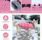 Malier Dog Coat, Reflective Dog Jacket Waterproof Windproof Puppy Cold Weather Coats with Harness Built in, Winter Extra Warm Pet Coat Fleece Vest for Small Large Pets and Puppy (Pink, XX-Large)