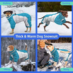 MIGOHI Full Body Dog Coat - Warm Reflective Winter Coat for Medium Dogs with Harness,Turtleneck Dog Fleece Jacket,Four-Leg Windproof Puffer Jackets Snowsuit with Zipper for Small Medium Large Dogs,M