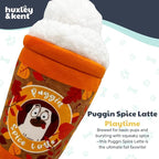 Huxley & Kent Funny Dog Toy w/Squeaker – Fall Power Plush Squeaky Dog Toys for Small, Medium & Large Dogs – Soft Stuffed Animal for Indoor Play & Fetch - Puggin Spice Latte, Small