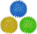 Cutie's PetBox Squeaky Rubber Spike Toy Ball for Small Dogs, 3-Colors Blue Green Yellow (2.5 Inch, Multi-Pack)