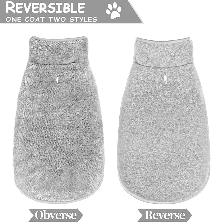 Malier Dog Winter Coat, Reversible Fleece Dog Cold Weather Coats, Windproof Warm Snow Puppy Jacket Vest Pet Clothes for Small Medium Large Dogs (Gray, X-Large)
