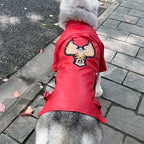 Lovelonglong Cool Dog Leather Jacket, Warm Coats Dogs Windproof Cold Weather Coats for Large Medium Small Dogs with Eagle Embroidery Red L-L