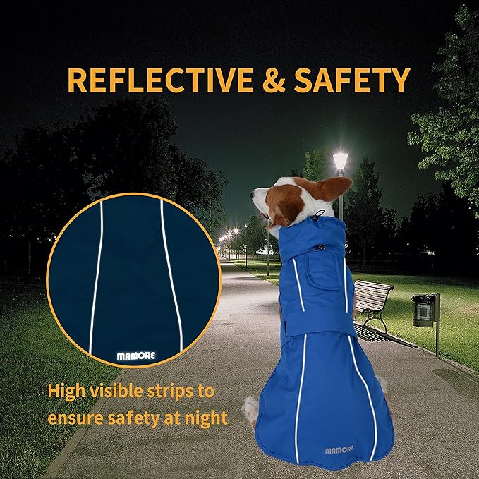 Adjustable Waterproof Dog Raincoat for Dogs,Lightweight Pet Rain Jacket Puppy Clothes with Reflective Strip for Small Medium Large Dogs (Yellow, Small)