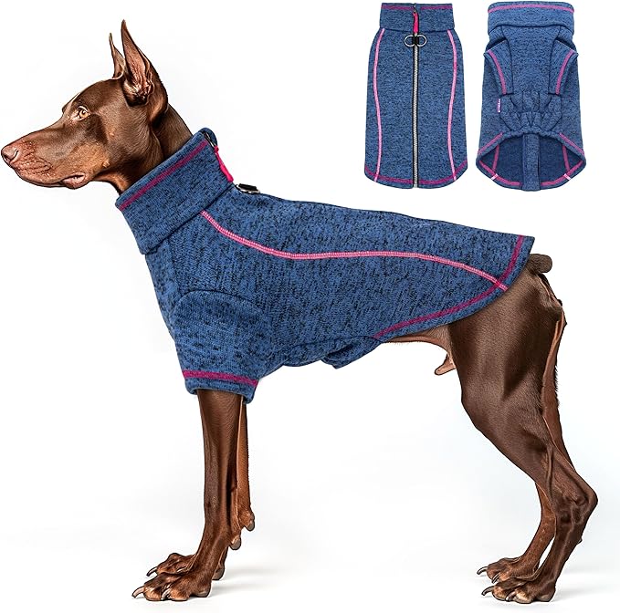 cyeollo Dog Jacket Sweater Reflective Warm Coats Zipper Up Step in Lightweight Fleece Jacket Pet Clothes Dog Jackets for Medium to Large Dogs