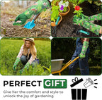 HANDLANDY Women Gardening Gloves, Scratch Resistant Breathable Ladies Rose Pruning Long Gauntlet Floral Print Garden Yard Gloves, Gift for Gardeners (Green, XL)