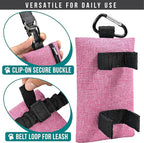 PetAmi Dog Poop Bag Holder for Leash, Dog Waste Bag Dispenser with Clip, Doggy Walking & Camping Accessories with Trash Bag Roll, Pink 1 Pack