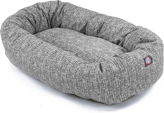 Majestic Pet 24 Inch Bagel Calming Dog Bed Washable – Cozy Soft Round Dog Bed with Spine Support for Dogs to Rest Their Head - Fluffy Donut Dog Bed 24x19x7 (Inch) - Round Pet Bed Small – Lt. Black