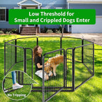 Dog Playpen Outdoor Extra Wide 8 Piece Panels Heavy Duty Dog Fence 32" Height Anti-Rust with Doors Portable for RV Camping Yard, Total 21FT, 35 Sq.ft, Snowy Black