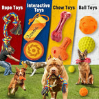 Zeaxuie 12 Pack Heavy Duty Various Dog Chew Toys Pack for Aggressive Chewers - Includes Large Rope Toy, Squeaky Toys & Indestructible Chew Bone for Medium, Large & X-Large Dogs (for Super Chewers)