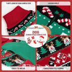 cyeollo Dog Christmas Sweater, Turtleneck Warm Sweater for Small Dogs Soft Xmas Clothes with Leash Hole Holiday Clothes for Pet Female & Male, L