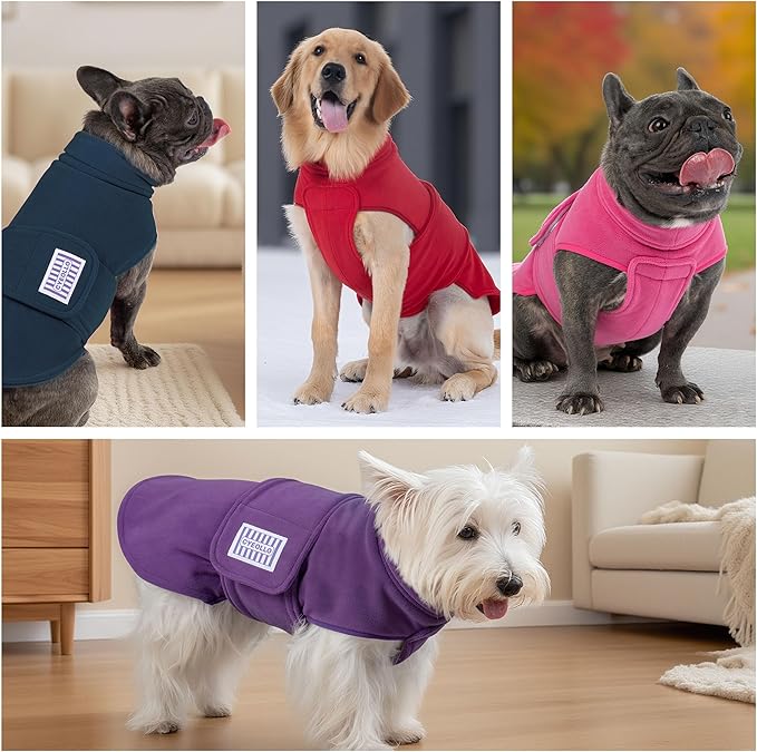 cyeollo XL Dog Sweater, Fleece Dog Sweaters Soft Stretchy Doggie Vest Turtleneck Doggy Sweatshirt Warm Fall & Winter Clothes for Medium to Large Dogs Girl, Purple XL
