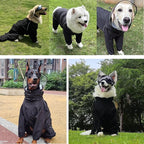 Dog Raincoat for Medium Large Dogs,rain Jacket Coat, Full Leg Coverage Waterproof Rain Suit with Detachable Hood & Tail, Reflective Strips, Snag-Free Top Zipper (Black for Boy, Medium)