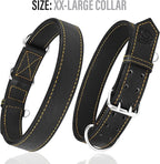 Riparo Dog Collar - Genuine Leather Dog Collars - Heavy Duty Dog Collars for Medium Large and Extra Large Dog Breeds (M: 1” Wide for 14” - 18” Neck, Black/Orange Thread)