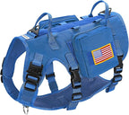 Forestpaw Dog Harness Medium Sized,Tactical Dog Harness with Handle,No Pull Military Style Service Dog Vest with Pockets Adjustable for Medium Large Dogs,Blue,Chest 15.5-25.5"