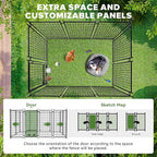 Oranland 6x4x6FT Outdoor Dog Kennel, Heavy Duty Welded Wire Steel Dog kennels with Secure Lock for Outside, Dog Pen with Waterproof Roof Cover and 2 Rotating Dog Bowls