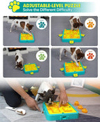 Dog Puzzle Toy Mental Stimulation - Level 3 in 1 Dogs Food Puzzles Toys, Dog Treat Puzzle Feeder (Advanced-Blue Board)