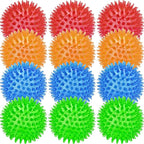 Beieverluck 12 Pack 3.5 Inch Squeaky Dog Toy Balls Spikey Dog Balls Large Dog Chew Toys for Medium Large and Small Dogs for Aggressive Chewers,4 Colors