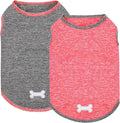 KYEESE 2 Pack Dog Shirts Quick Dry Soft Stretchy Dog T-Shirts with Reflective Label Tank Top Sleeveless Vest Sun Protection Pet Clothes for Small Pet, Coral Red+Grey, L