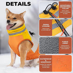Dog Winter Coat, Reflective Dog Coats for Large Dogs, Waterproof Windproof Pet Clothes Jacket with Harness Built in, Warm Cold Weather Coats, Dogs Snowsuit Vest, Orange XX-Large