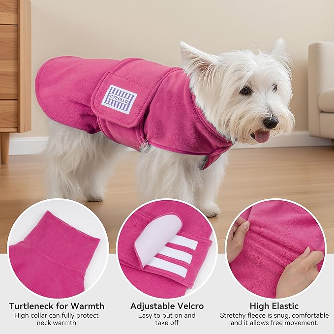 cyeollo Small Dog Sweater, Fleece Dog Sweaters Turtleneck Vest Soft Puppy Sweatshirt Stretchy Pet Fall Autumn Coat Warm Winter Clothes for Small Dogs Girl, Pink M