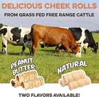 Premium Beef Cheek Rolls for Dogs 10-12" - (3-Pack), Peanut Butter Flavored Long Lasting, Safe & Natural Rawhide Alternative Chews, Ideal for Large Dogs & Aggressive Chewers, Supports Dental Health