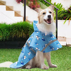 NACOCO Large Dog Raincoat Adjustable - Pet Shark Water Proof Clothes Lightweight Rain Jacket Poncho Hoodies with Strip Reflective Blue (XL, Blue Shark)